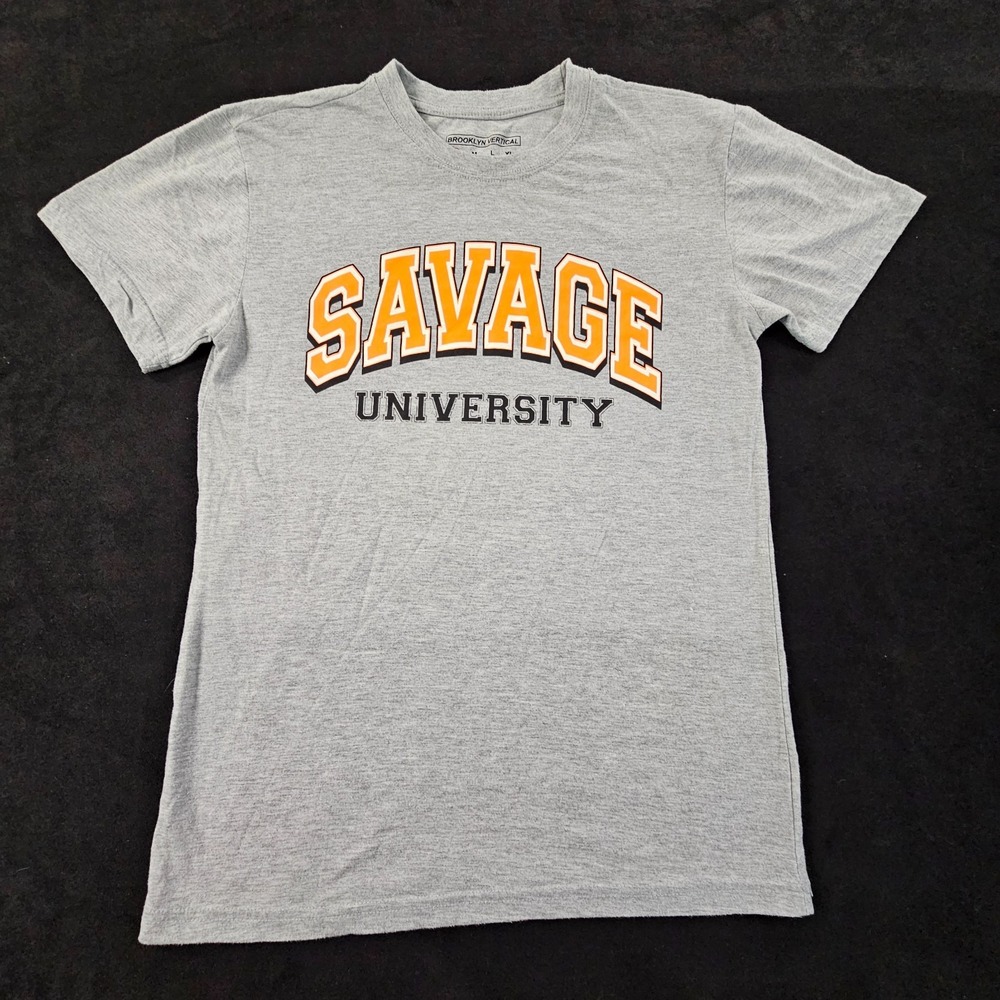 Savage University Brooklyn Vertical Gray Short Sleeve T-Shirt Men's S